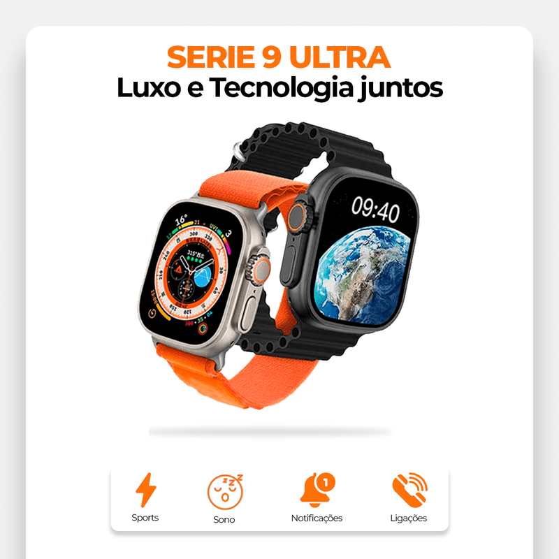 SmartWatch - Série 9 Ultra™ [Kit: 7 Pulseiras + Case]