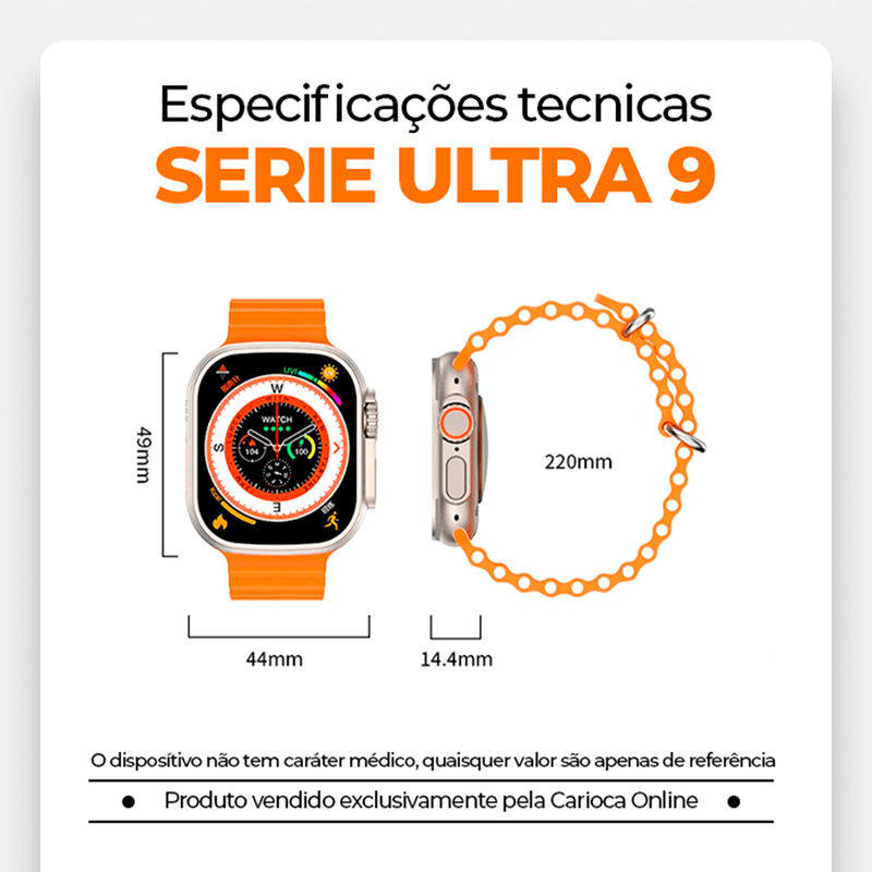 SmartWatch - Série 9 Ultra™ [Kit: 7 Pulseiras + Case]