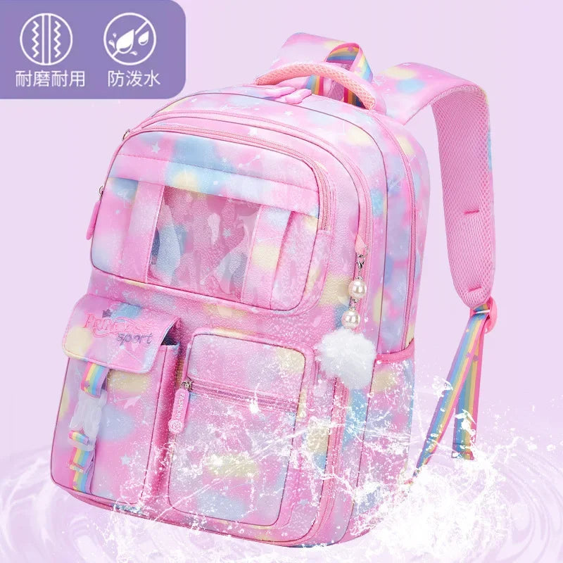 2023 New Schoolbag Student Girls Children's Princess Refrigerator Door Backpack Spine Protector School Book Shoulder Bags cute