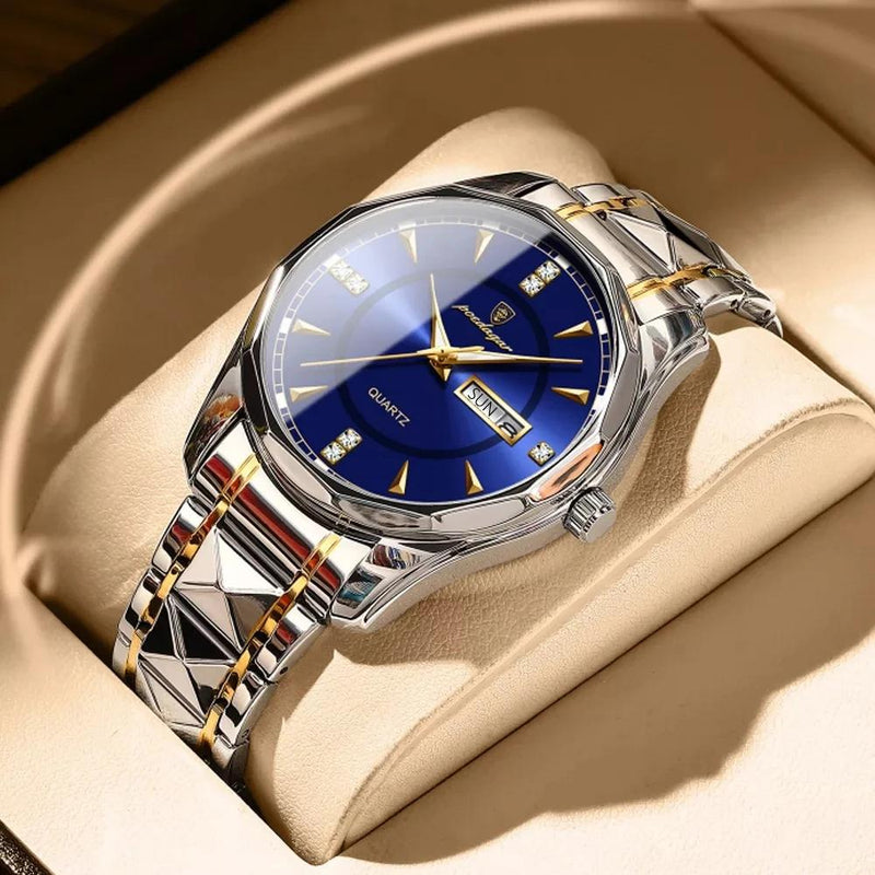 POEDAGAR 2022 Nova Moda Relógio Masculino Tungstênio Aço Top Marca impermeável Calendário Luminoso Masculino relógio de luxo de quartzo