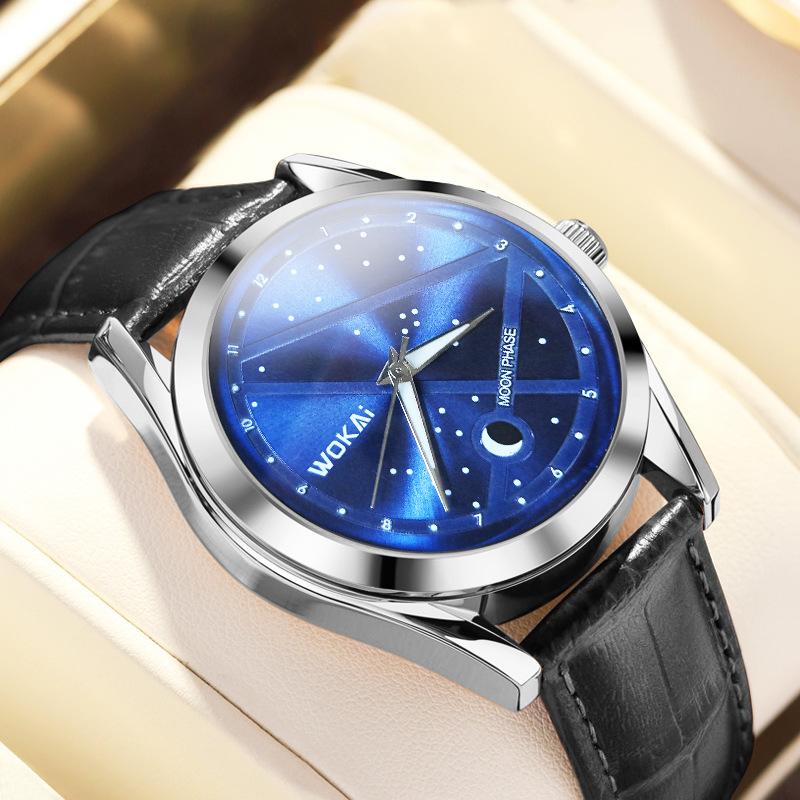 Wokai impermeável cinto relógio dos homens Starry Sky Watch casual Business relógio de quartzo